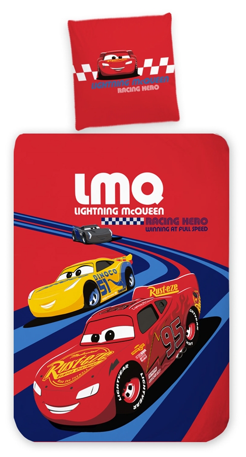 Image of Cars sengetøj - 100x140 cm - Junior sengesæt med Lynet McQueen - Vendbart motiv - 100% bomulds sengelinned